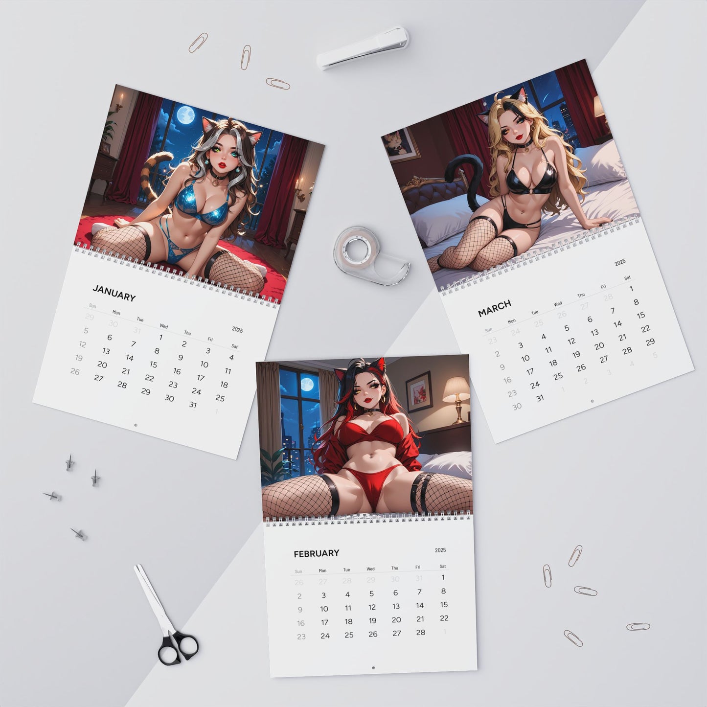 Lingerie Neko Girls Wall Calendars (2025)